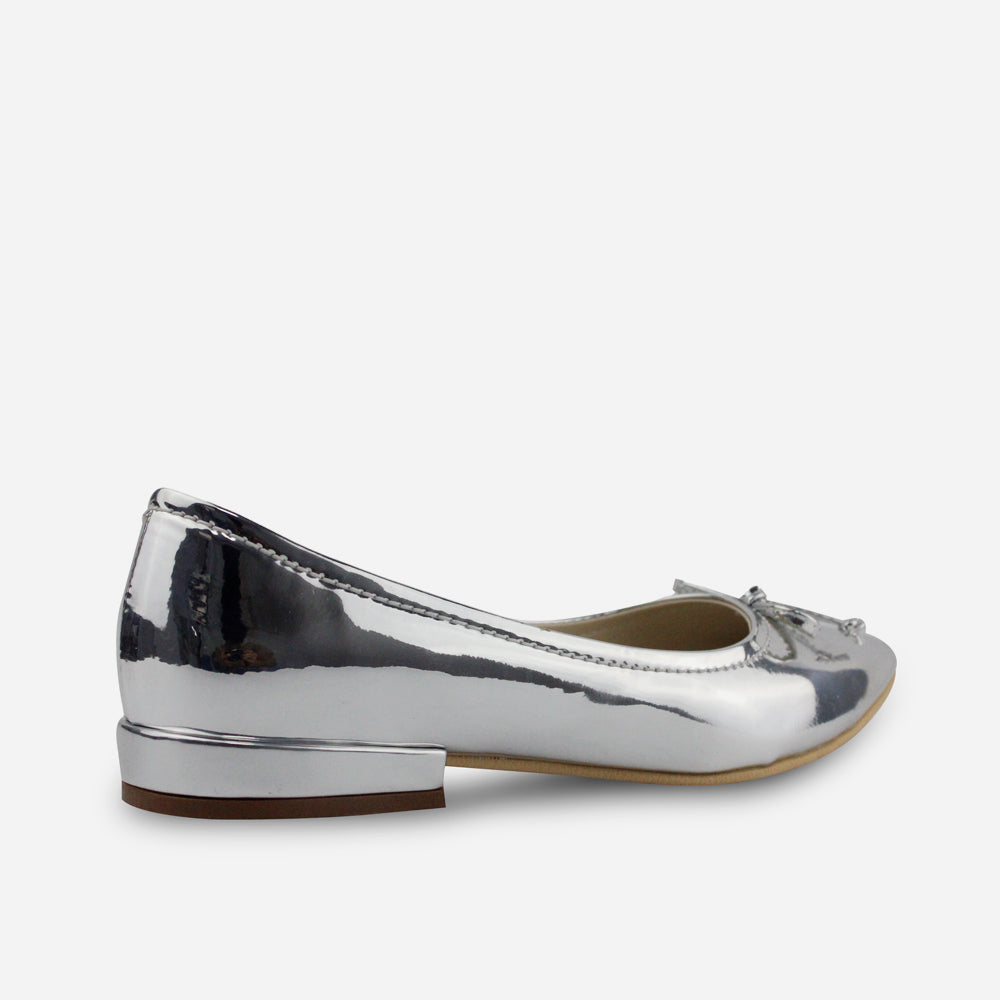 Baleta plana amara de sintético para mujer - Plata