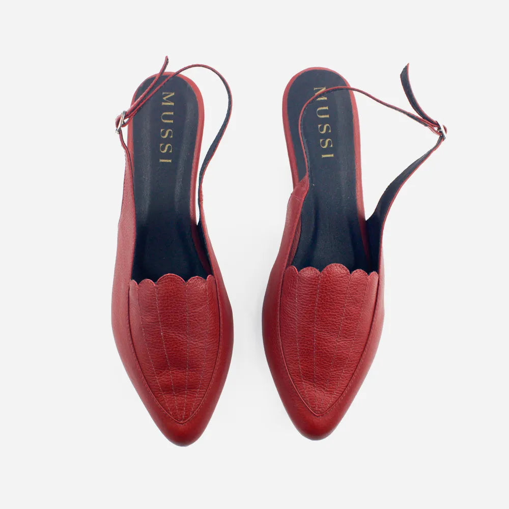 Baleta destalonada sarah de cuero para mujer - Vino