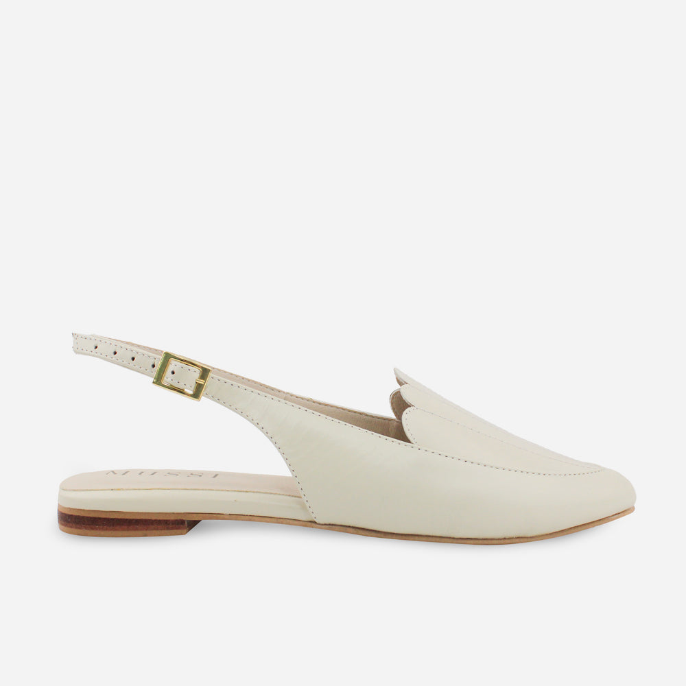 Baleta destalonada sarah de cuero para mujer - Hueso