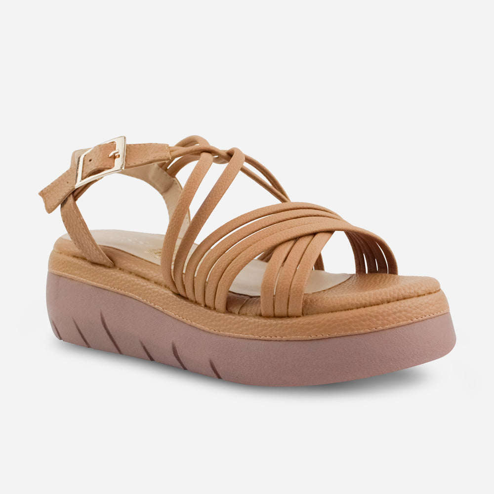 Sandalia chunky lov de sintético para mujer - Almendra