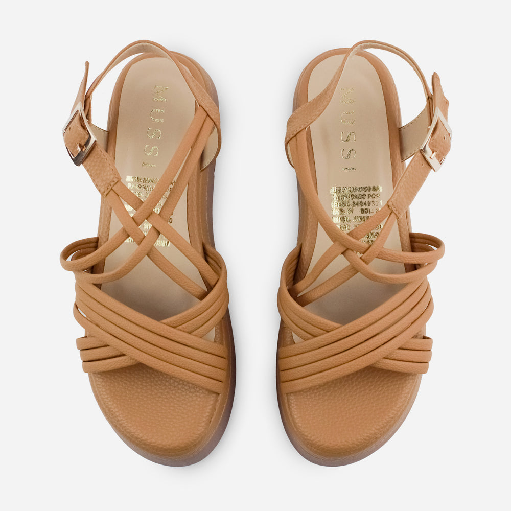 Sandalia chunky lov de sintético para mujer - Almendra