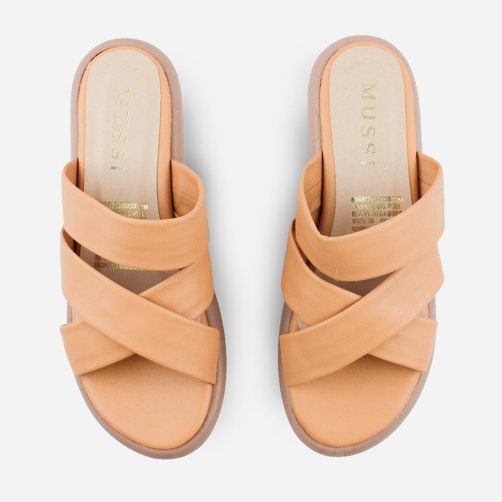 Sandalia flatform diera de sintético para mujer - Almendra
