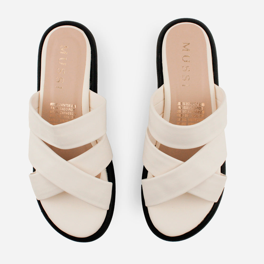 Sandalia flatform diera de sintético para mujer - Hueso