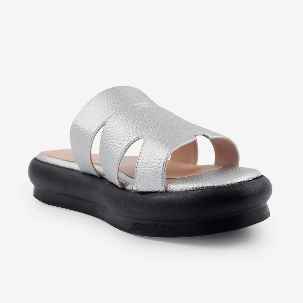 Sandalia flatform nora de sintético para mujer - Plateado
