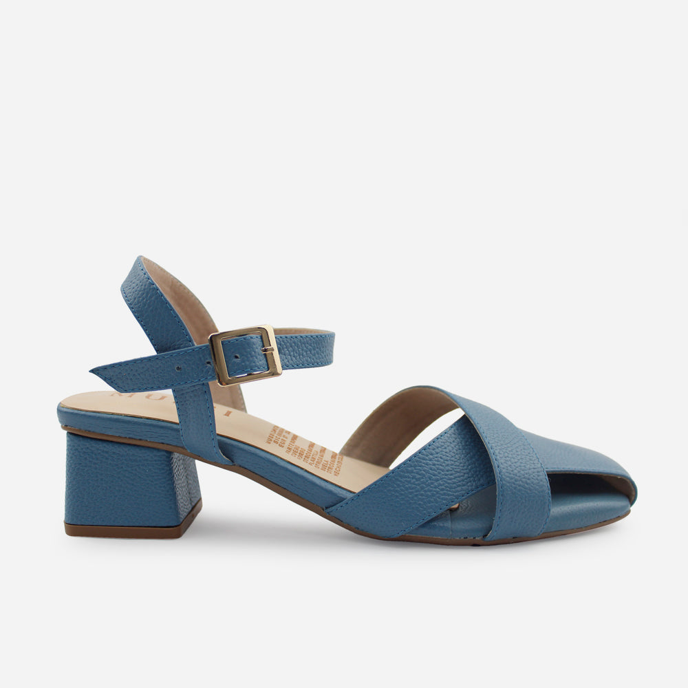 Sandalia tacon armonia de cuero para mujer - Azul