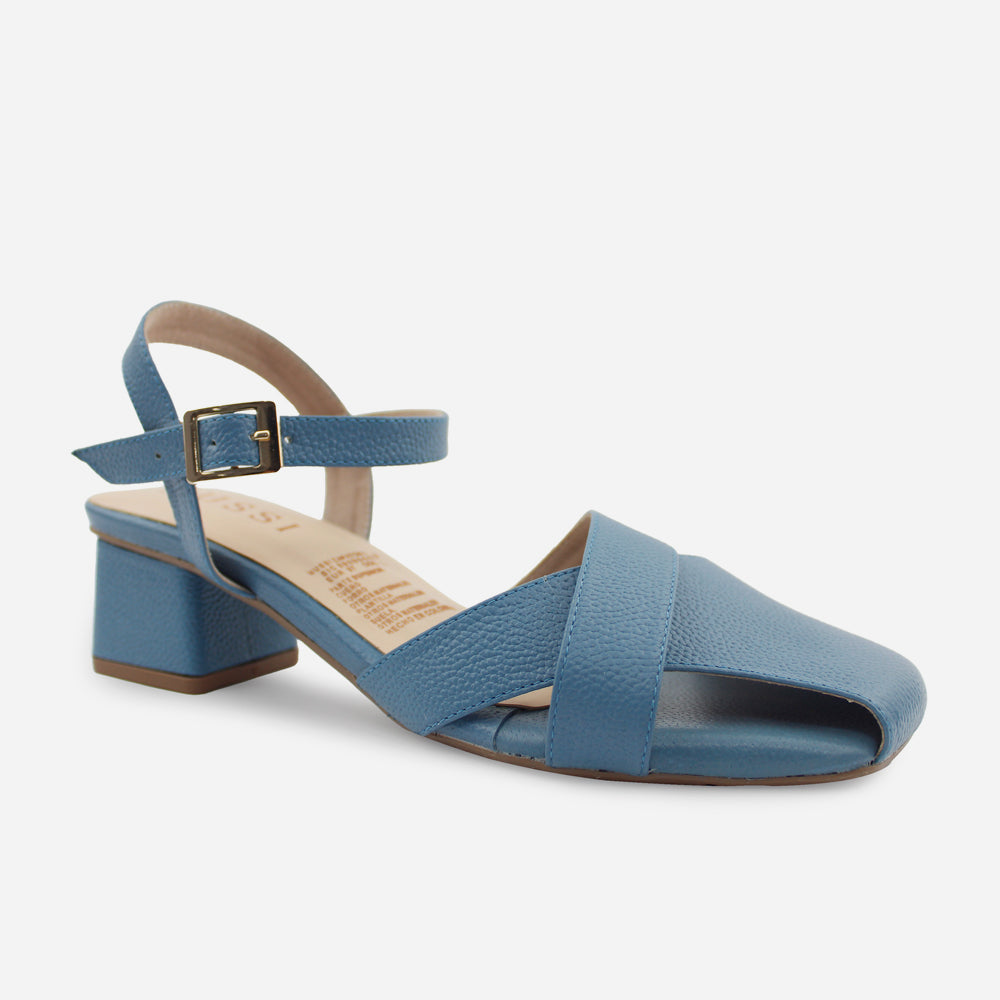 Sandalia tacon armonia de cuero para mujer - Azul