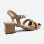 Sandalia tacon armonia de cuero para mujer - Almendra