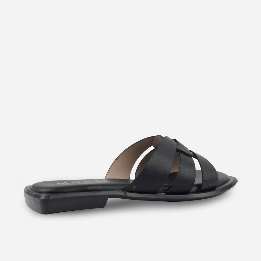 Sandalia plana susana de sintético para mujer - Negro