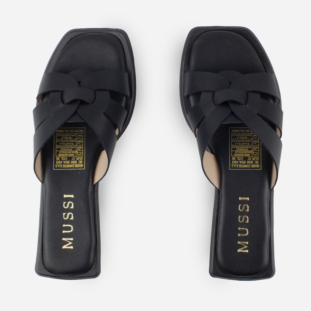 Sandalia plana susana de sintético para mujer - Negro