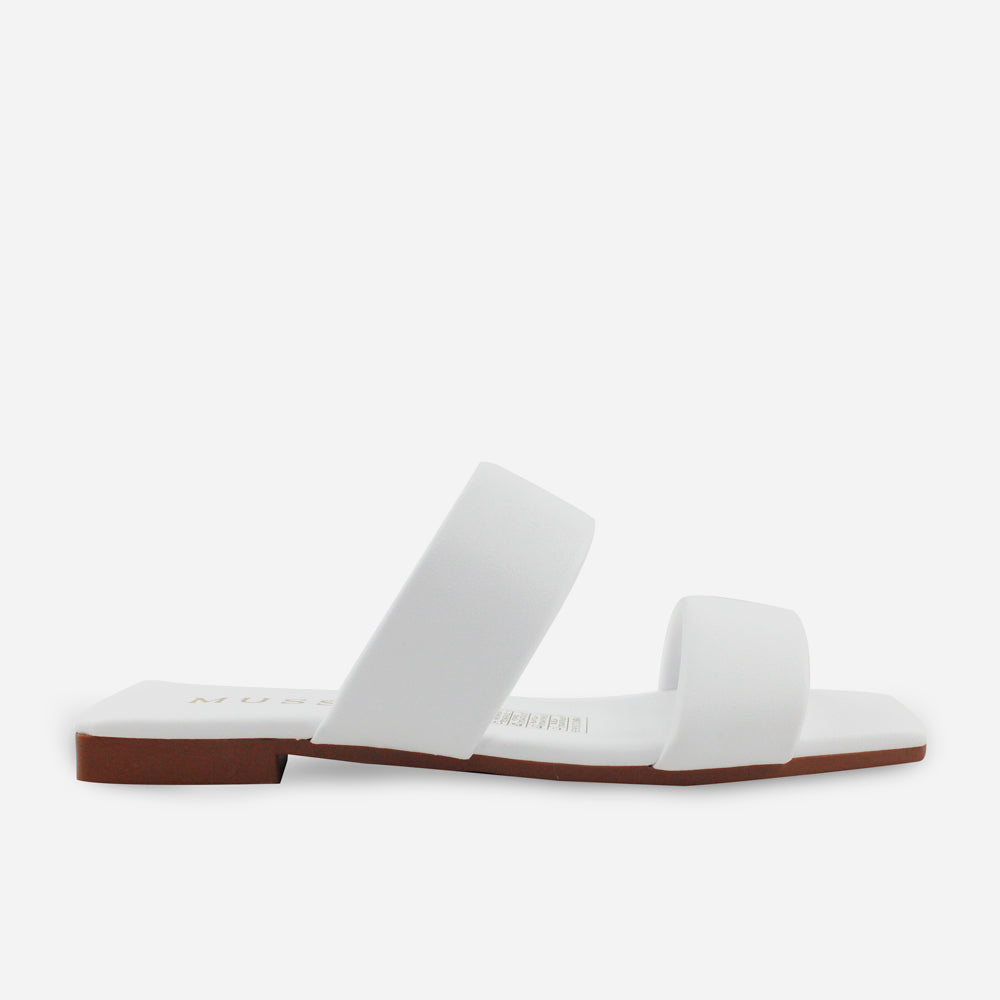 Sandalia plana marcel de sintético para mujer - Blanco