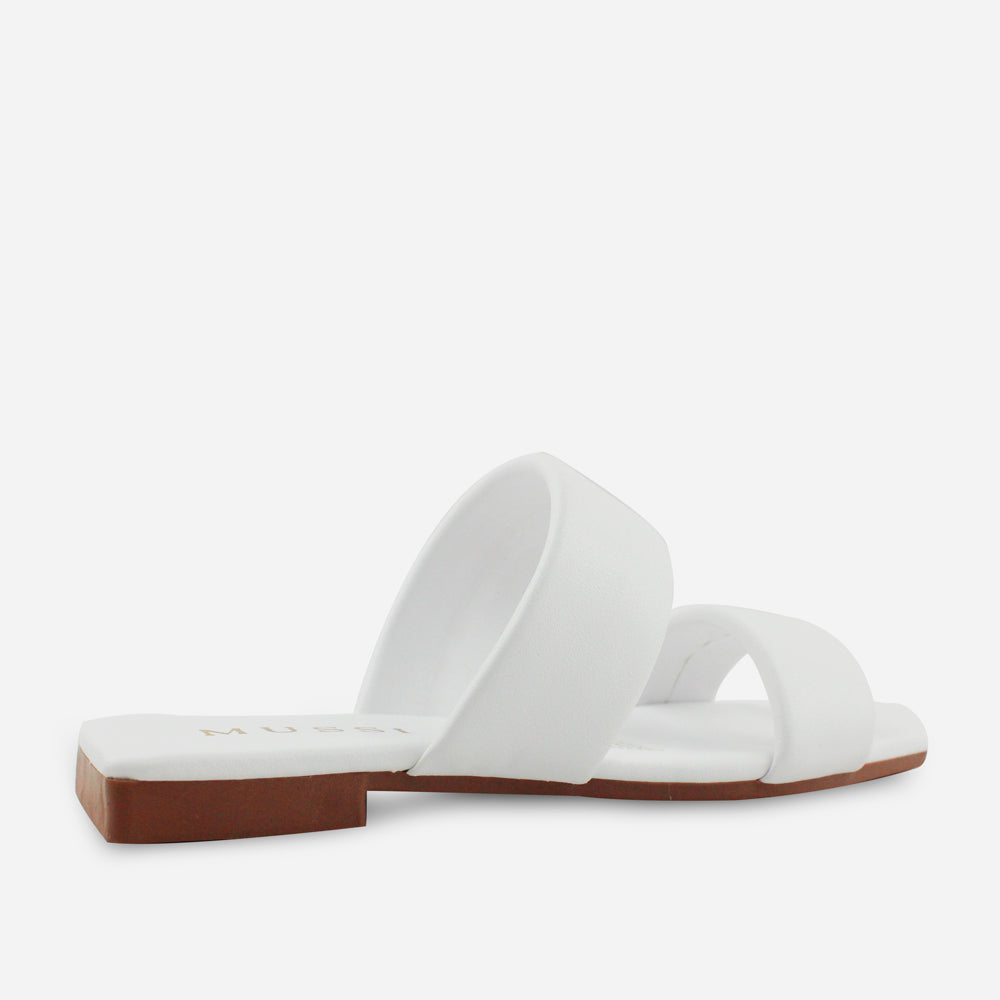 Sandalia plana marcel de sintético para mujer - Blanco