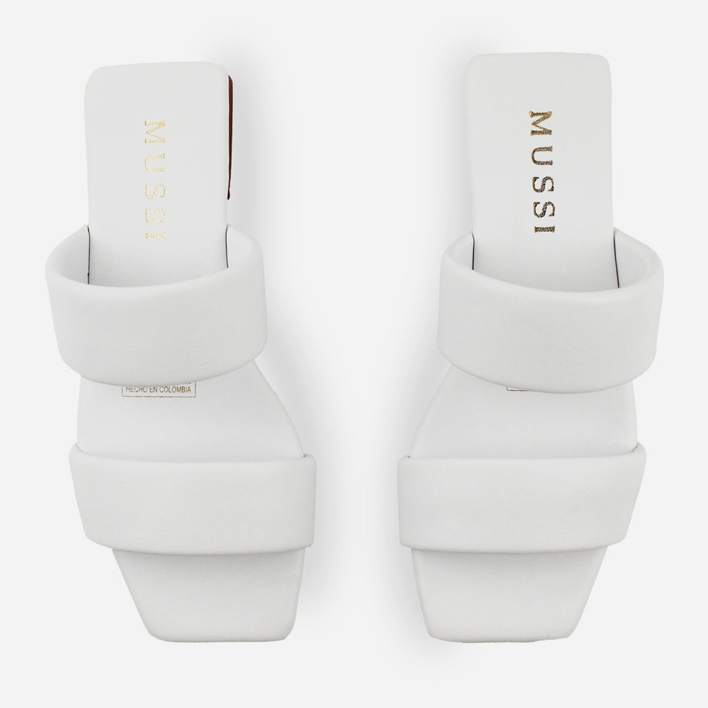 Sandalia plana marcel de sintético para mujer - Blanco