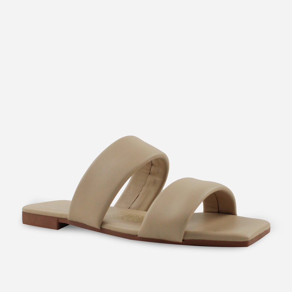 Sandalia plana marcel de sintético para mujer - Taupe