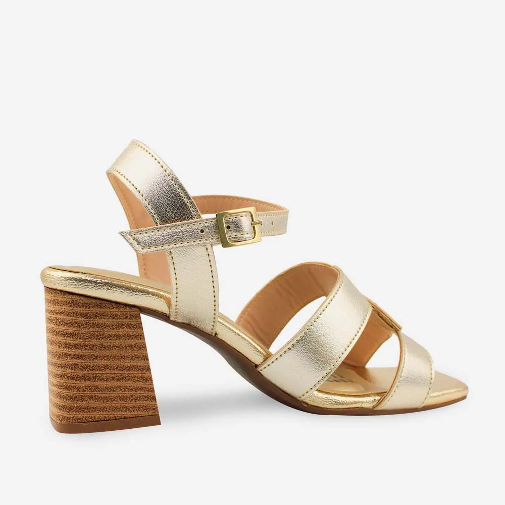 Sandalia tacon marise de sintético para mujer - Oro