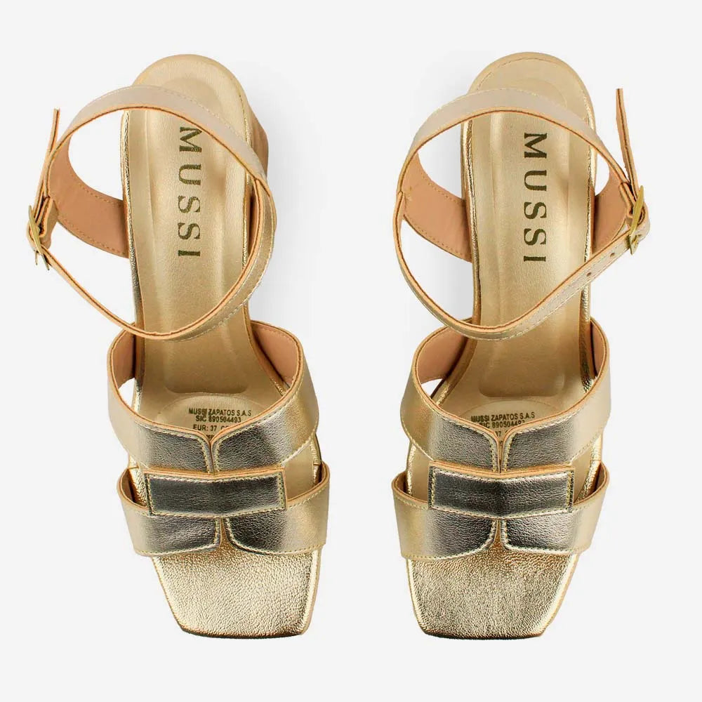 Sandalia tacon marise de sintético para mujer - Oro