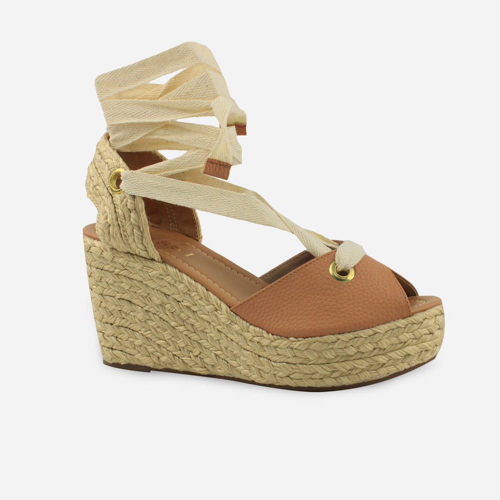 Sandalia plataforma piera de sintético para mujer - Almendra