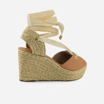 Sandalia plataforma piera de sintético para mujer - Almendra