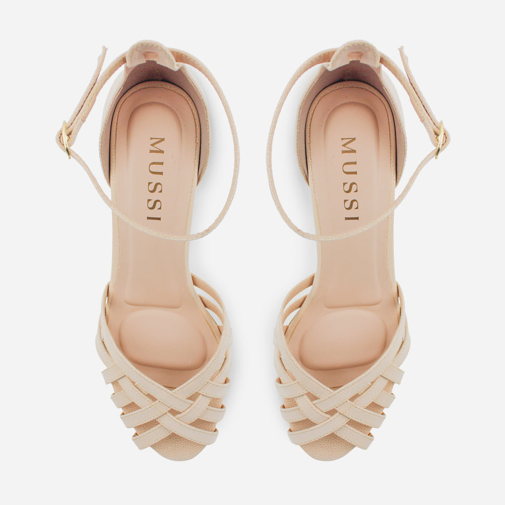 Sandalia plataforma cleo de sintético para mujer - Beige