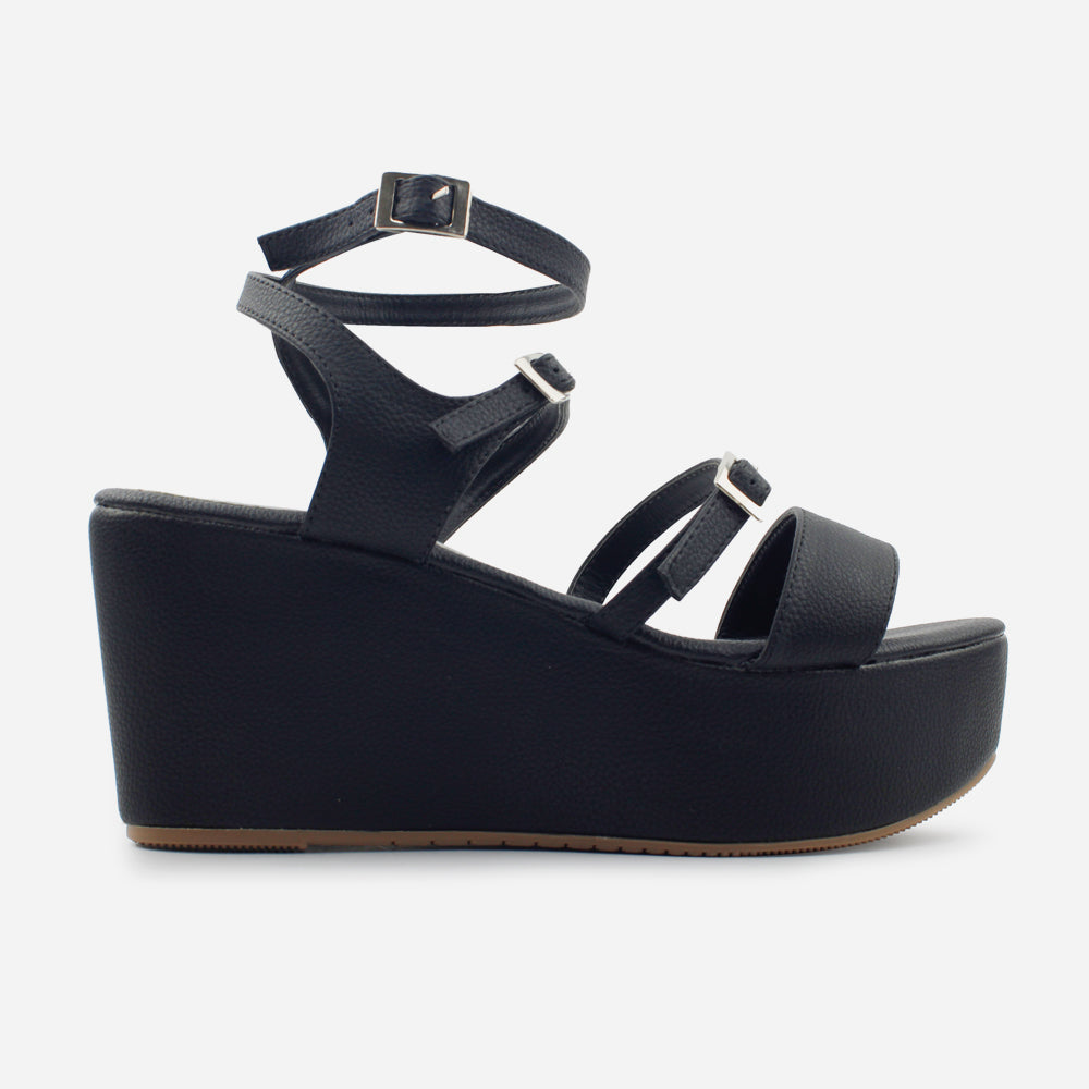 Sandalia plataforma luna de sintético para mujer - Negro