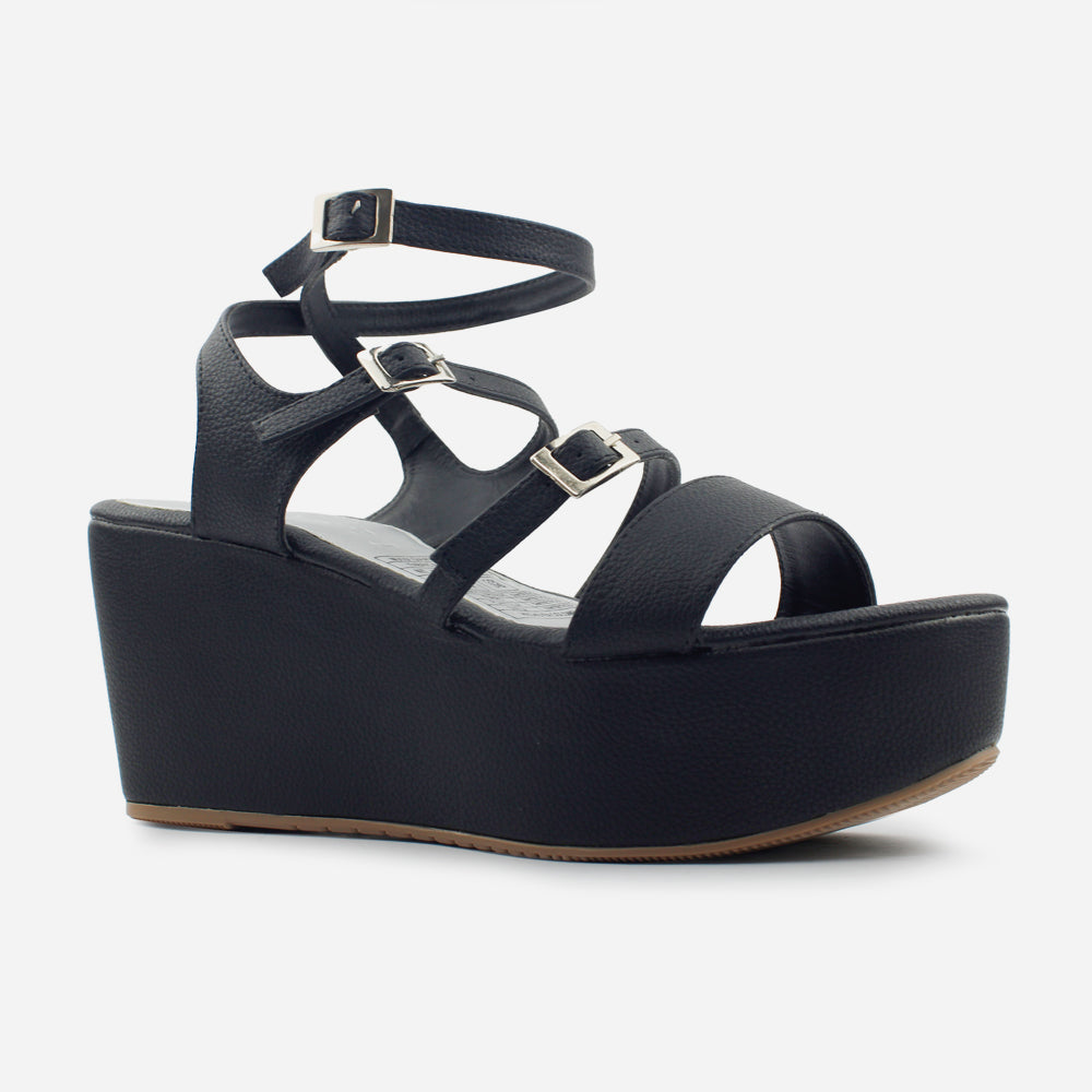 Sandalia plataforma luna de sintético para mujer - Negro