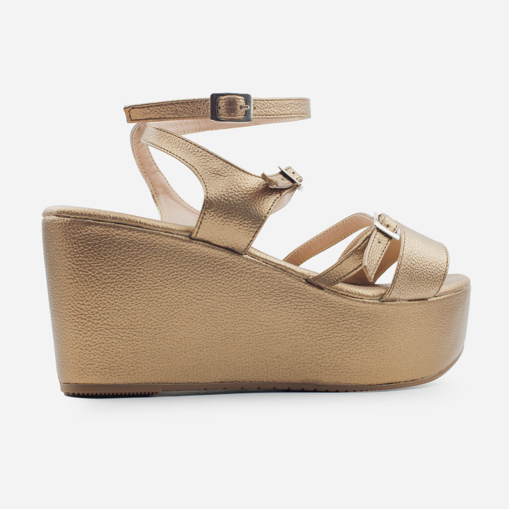 Sandalia plataforma luna de sintético para mujer - Bronce