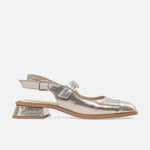 Baleta destalonada Mary Jane de cuero para mujer - Bronce