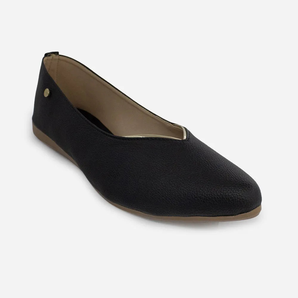 Baleta plana lyra de sintético para mujer - Negro