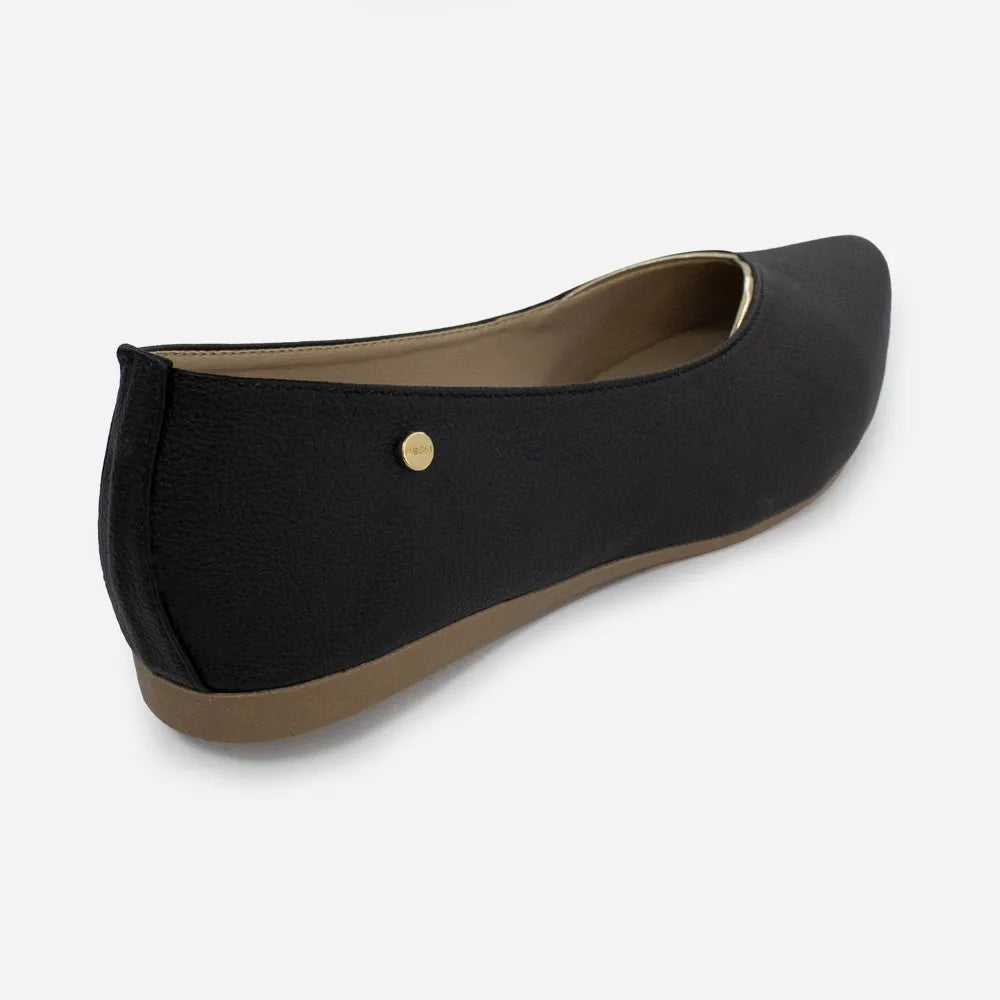 Baleta plana lyra de sintético para mujer - Negro
