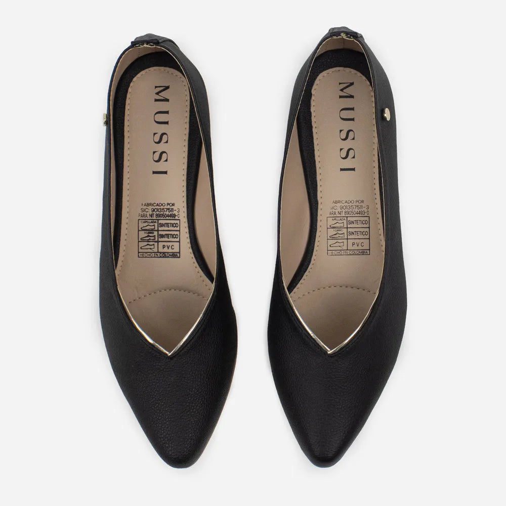 Baleta plana lyra de sintético para mujer - Negro