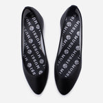 Baleta plana barbados de cuero para mujer - Negro