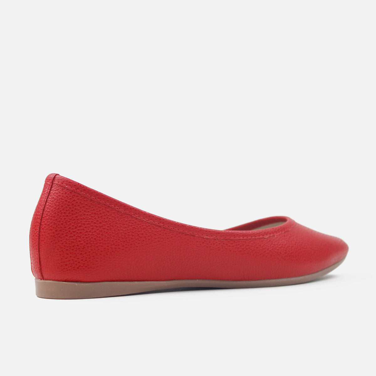Baleta plana barbados de cuero para mujer - Rojo