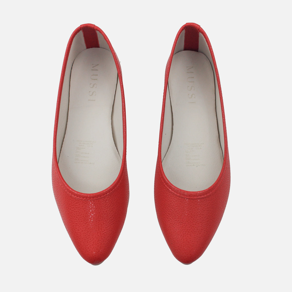 Baleta plana barbados de cuero para mujer - Rojo