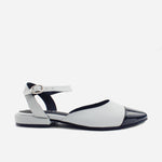 Baleta destalonada lisa de cuero para mujer - Gris