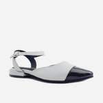 Baleta destalonada lisa de cuero para mujer - Gris