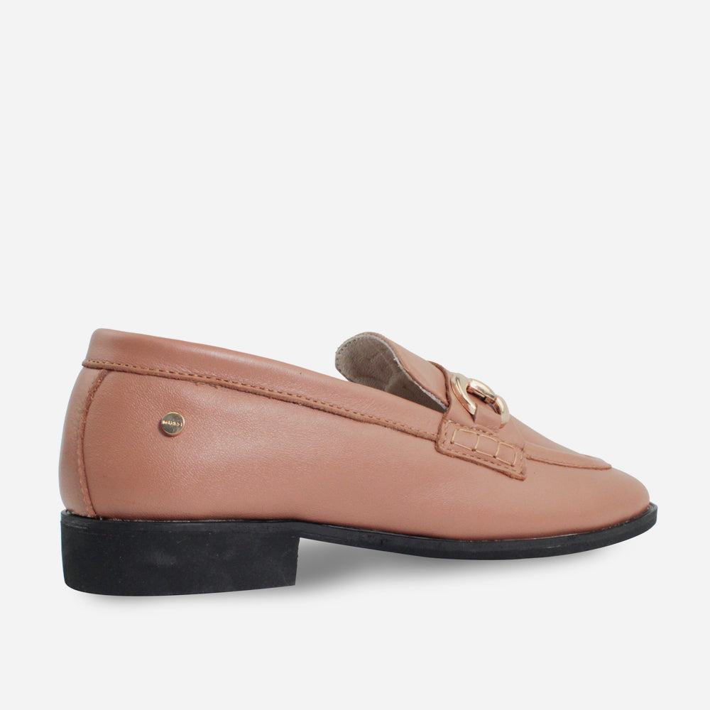 Mocasin plano lotus de cuero para mujer - Miel