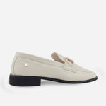 Mocasin plano lotus de cuero para mujer - Hueso