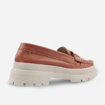 Mocasin plataforma june de cuero para mujer - Miel