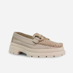 Mocasin plataforma june de cuero para mujer - Taupe