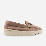 Mocasin plataforma florencia de cuero para mujer - Taupe