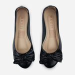 Baleta plana verano de cuero para mujer - Negro