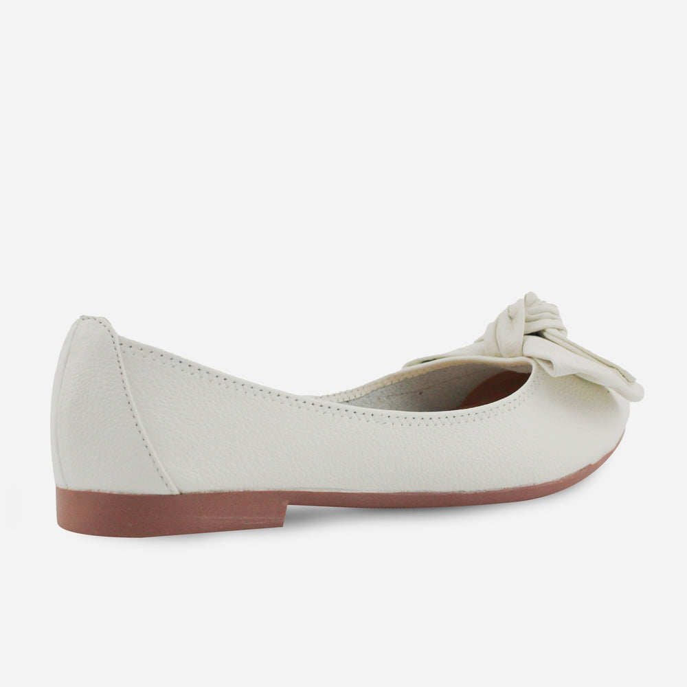 Baleta plana verano de cuero para mujer - Hueso