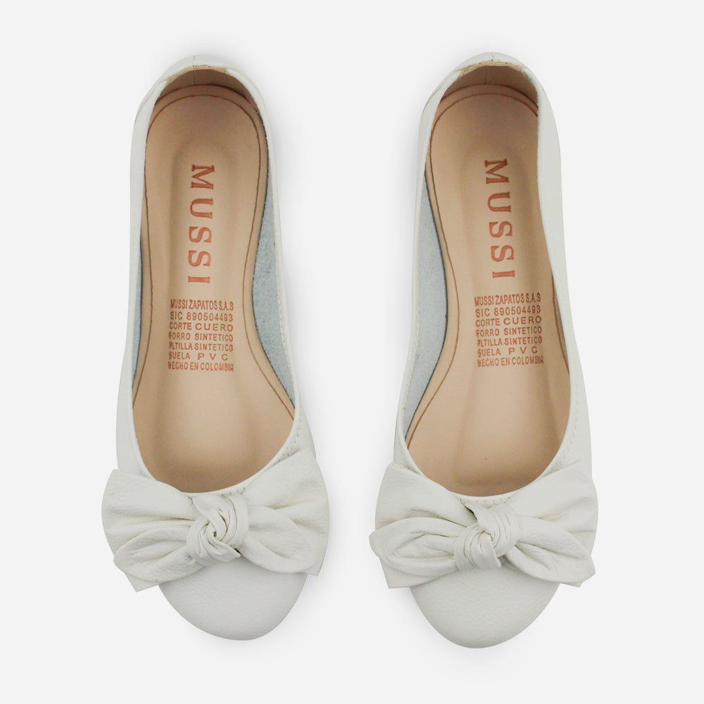 Baleta plana verano de cuero para mujer - Hueso