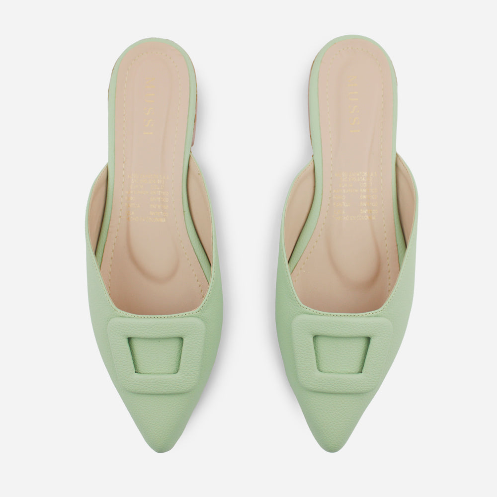 Zueco plano lina de sintético para mujer - Menta