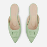 Zueco plano lina de sintético para mujer - Menta