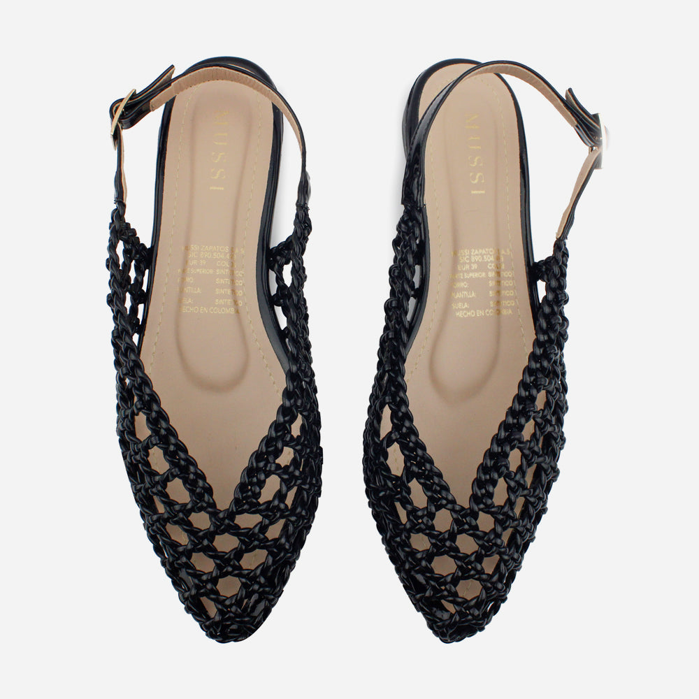 Zueco plano michelle de sintético para mujer - Negro