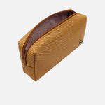 Cosmetiquera vera de cuero para mujer - Amarillo