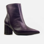 Botin tacon liliah de cuero para mujer - Café