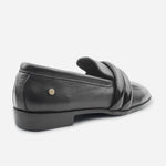 Mocasin plano astrid de cuero para mujer - Negro