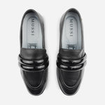 Mocasin plano astrid de cuero para mujer - Negro