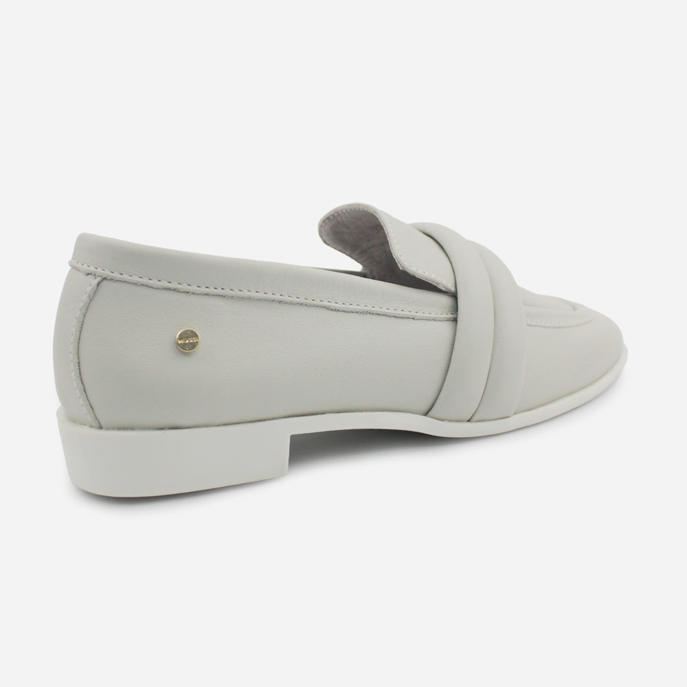 Mocasin plano astrid de cuero para mujer - Gris